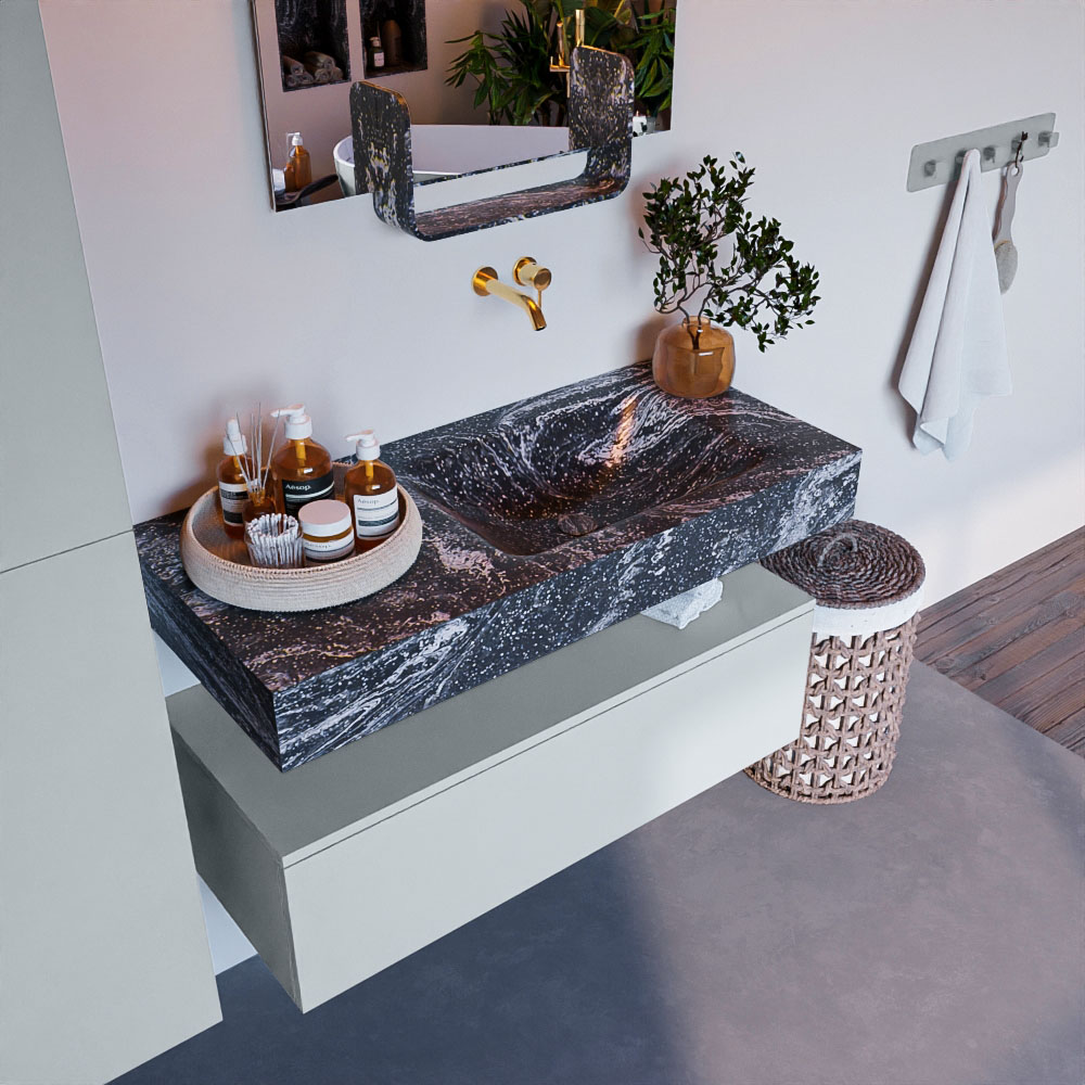 MONDIAZ ALAN-DLUX 100cm mueble de baño Clay 1 cajón. Lavabo CLOUD Derecho sin orificios color Lava. 1 MONDIAZ ALAN-DLUX 100cm mueble de baño Clay 1 cajón. Lavabo CLOUD Derecho sin orificios color Lava.