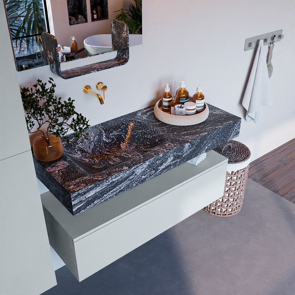 MONDIAZ ALAN-DLUX 110cm mueble de baño Clay 1 cajón. Lavabo CLOUD Izquierda sin orificios color Lava. 1 MONDIAZ ALAN-DLUX 110cm mueble de baño Clay 1 cajón. Lavabo CLOUD Izquierda sin orificios color Lava.