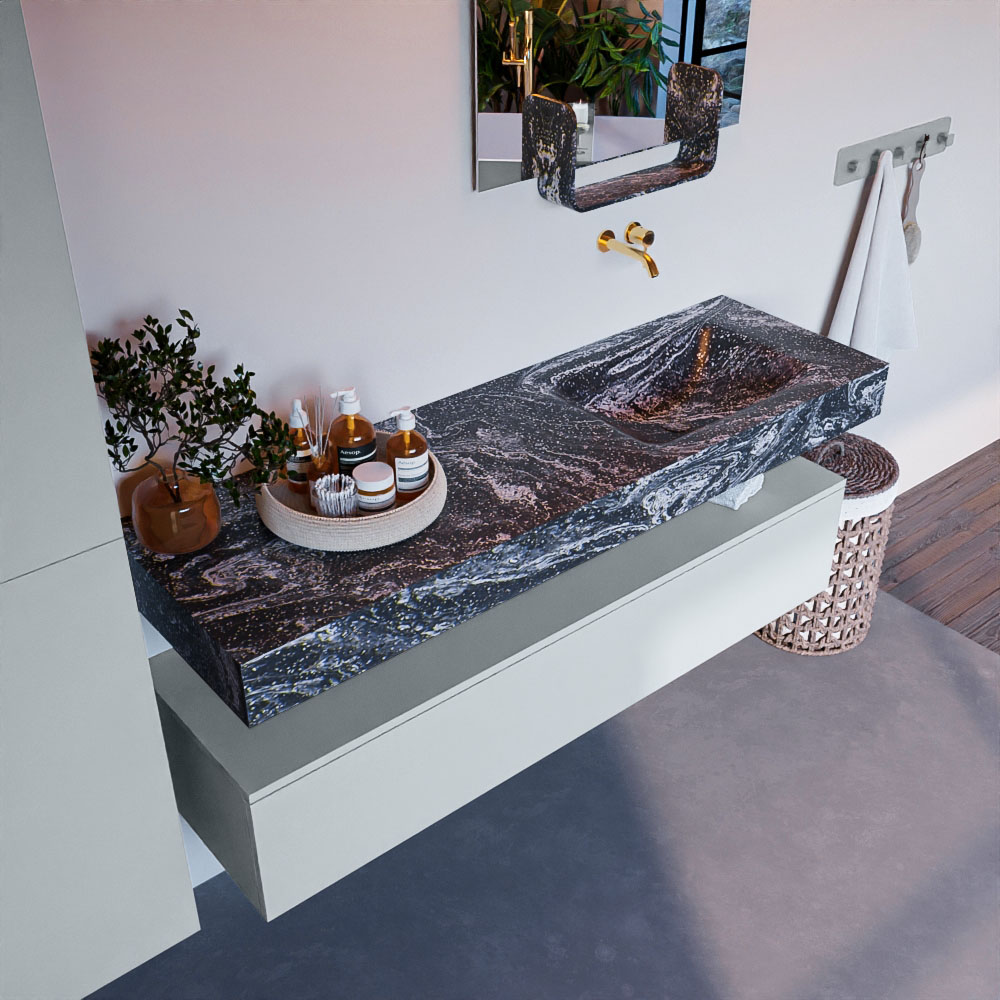 MONDIAZ ALAN-DLUX 150cm mueble de baño Clay 1 cajón. Lavabo CLOUD Derecho sin orificios color Lava. 1 MONDIAZ ALAN-DLUX 150cm mueble de baño Clay 1 cajón. Lavabo CLOUD Derecho sin orificios color Lava.