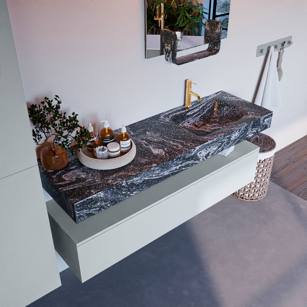 MONDIAZ ALAN-DLUX 150cm mueble de baño Clay 1 cajón. Lavabo CLOUD Derecho 1 orificio color Lava. 1 MONDIAZ ALAN-DLUX 150cm mueble de baño Clay 1 cajón. Lavabo CLOUD Derecho 1 orificio color Lava.