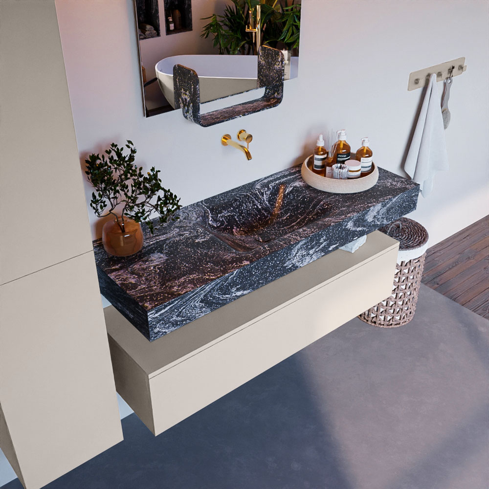 MONDIAZ ALAN-DLUX 130cm mueble de baño Linen 1 cajón. Lavabo CLOUD Centro sin orificios color Lava. 1 MONDIAZ ALAN-DLUX 130cm mueble de baño Linen 1 cajón. Lavabo CLOUD Centro sin orificios color Lava.