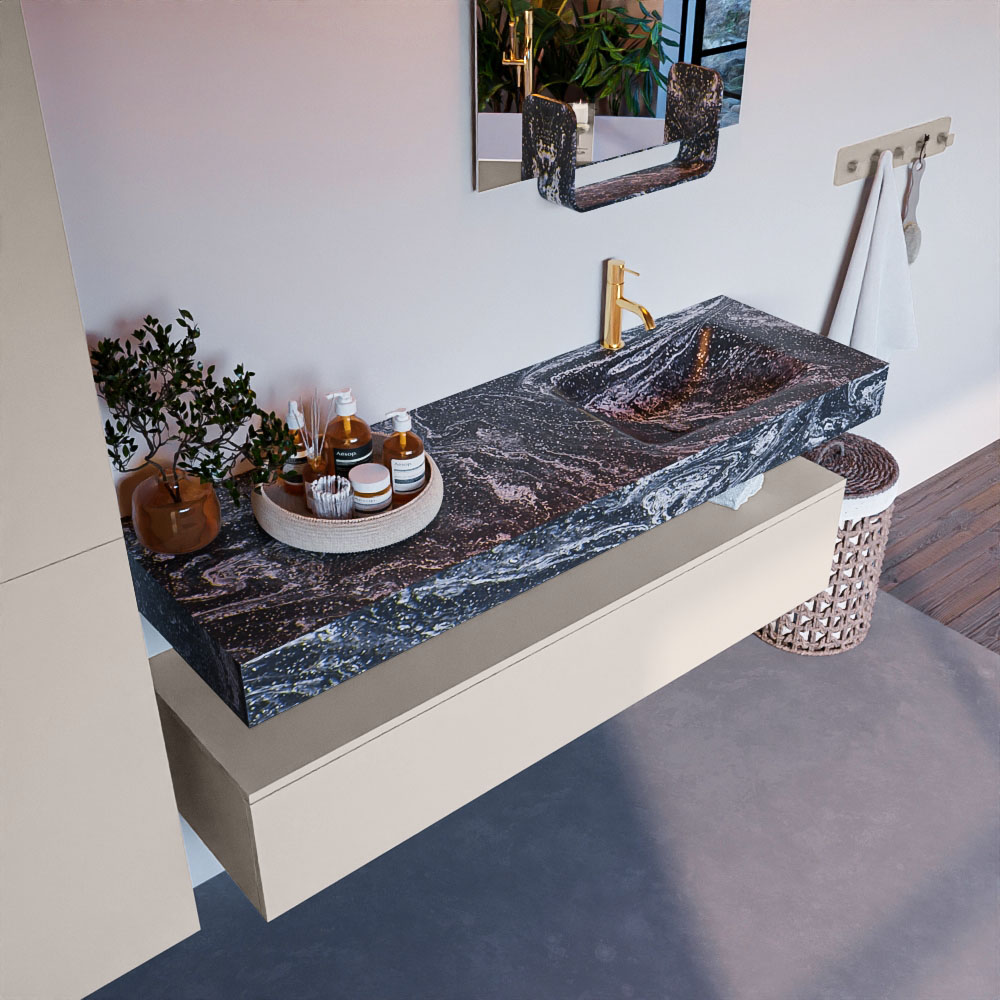 MONDIAZ ALAN-DLUX 150cm mueble de baño Linen 1 cajón. Lavabo CLOUD Derecho 1 orificio color Lava. 1 MONDIAZ ALAN-DLUX 150cm mueble de baño Linen 1 cajón. Lavabo CLOUD Derecho 1 orificio color Lava.
