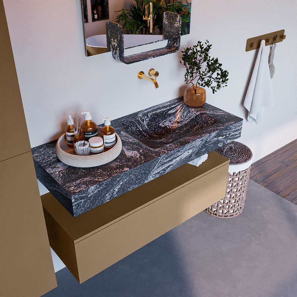 MONDIAZ ALAN-DLUX 110cm mueble de baño Oro 1 cajón. Lavabo CLOUD Derecho sin orificios color Lava. 1 MONDIAZ ALAN-DLUX 110cm mueble de baño Oro 1 cajón. Lavabo CLOUD Derecho sin orificios color Lava.