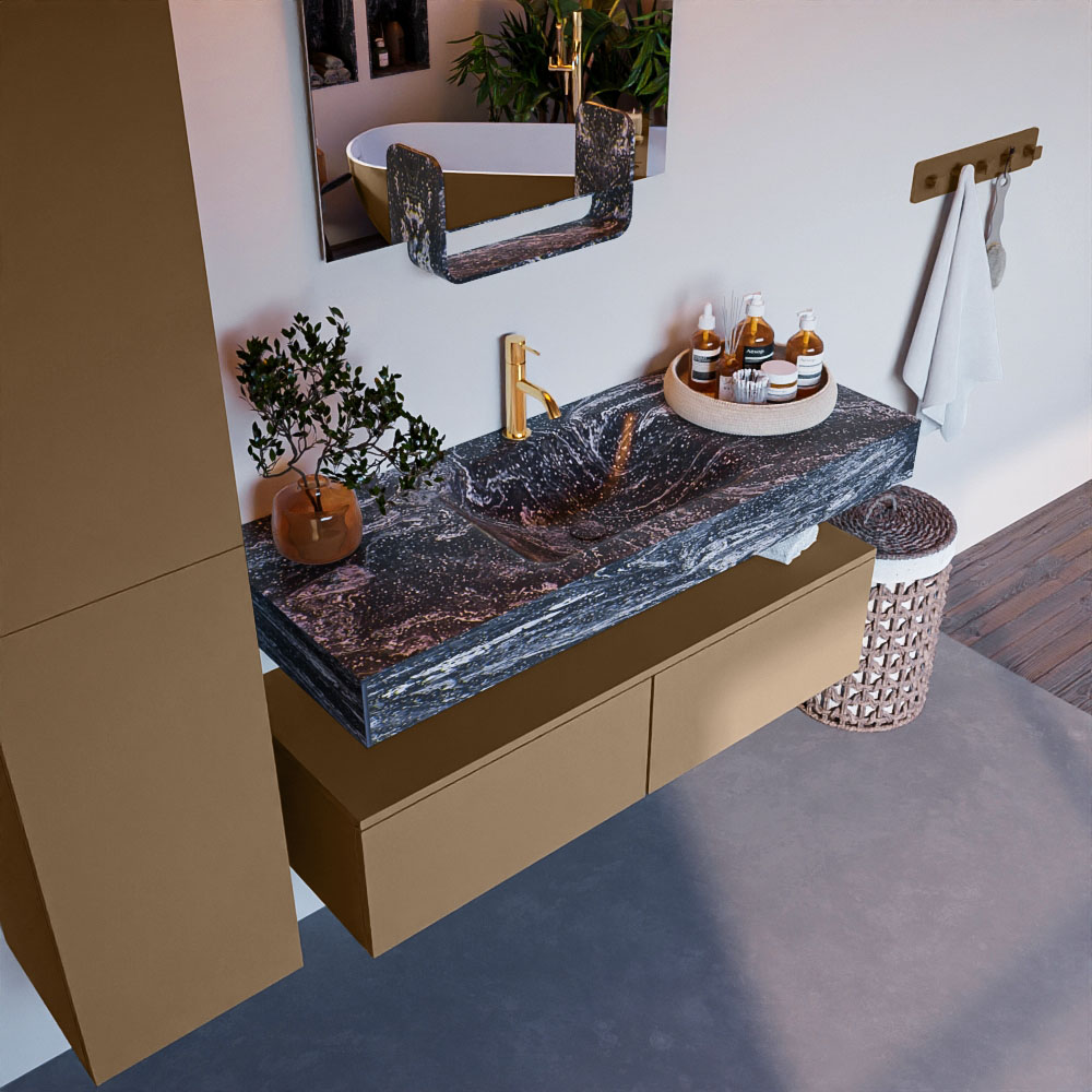 MONDIAZ ALAN-DLUX 120cm mueble de baño Oro 2 cajones. Lavabo CLOUD Centro 1 orificio color Lava. 1 MONDIAZ ALAN-DLUX 120cm mueble de baño Oro 2 cajones. Lavabo CLOUD Centro 1 orificio color Lava.