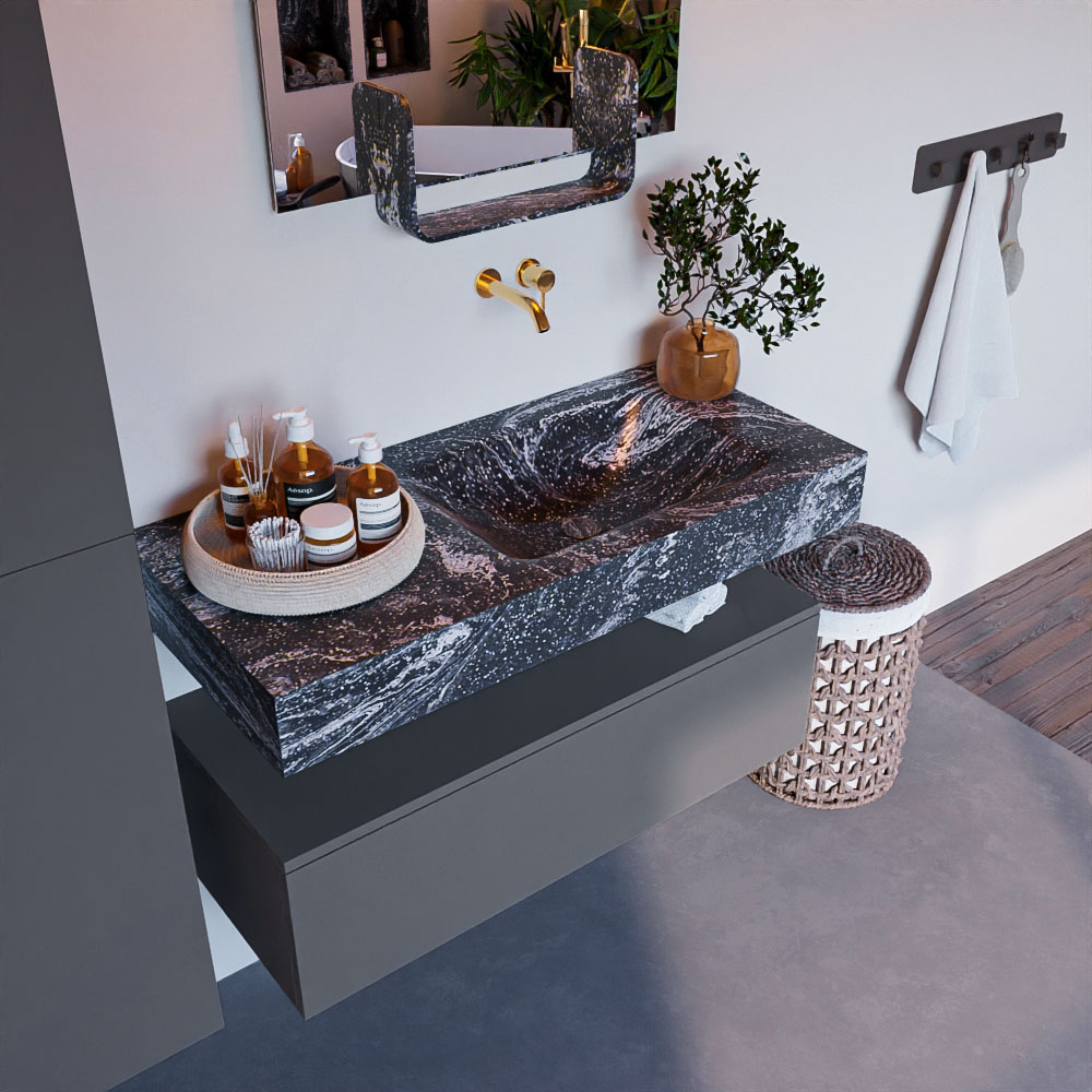 MONDIAZ ALAN-DLUX 100cm mueble de baño Plata 1 cajón. Lavabo CLOUD Derecho sin orificios color Lava. 1 MONDIAZ ALAN-DLUX 100cm mueble de baño Plata 1 cajón. Lavabo CLOUD Derecho sin orificios color Lava.