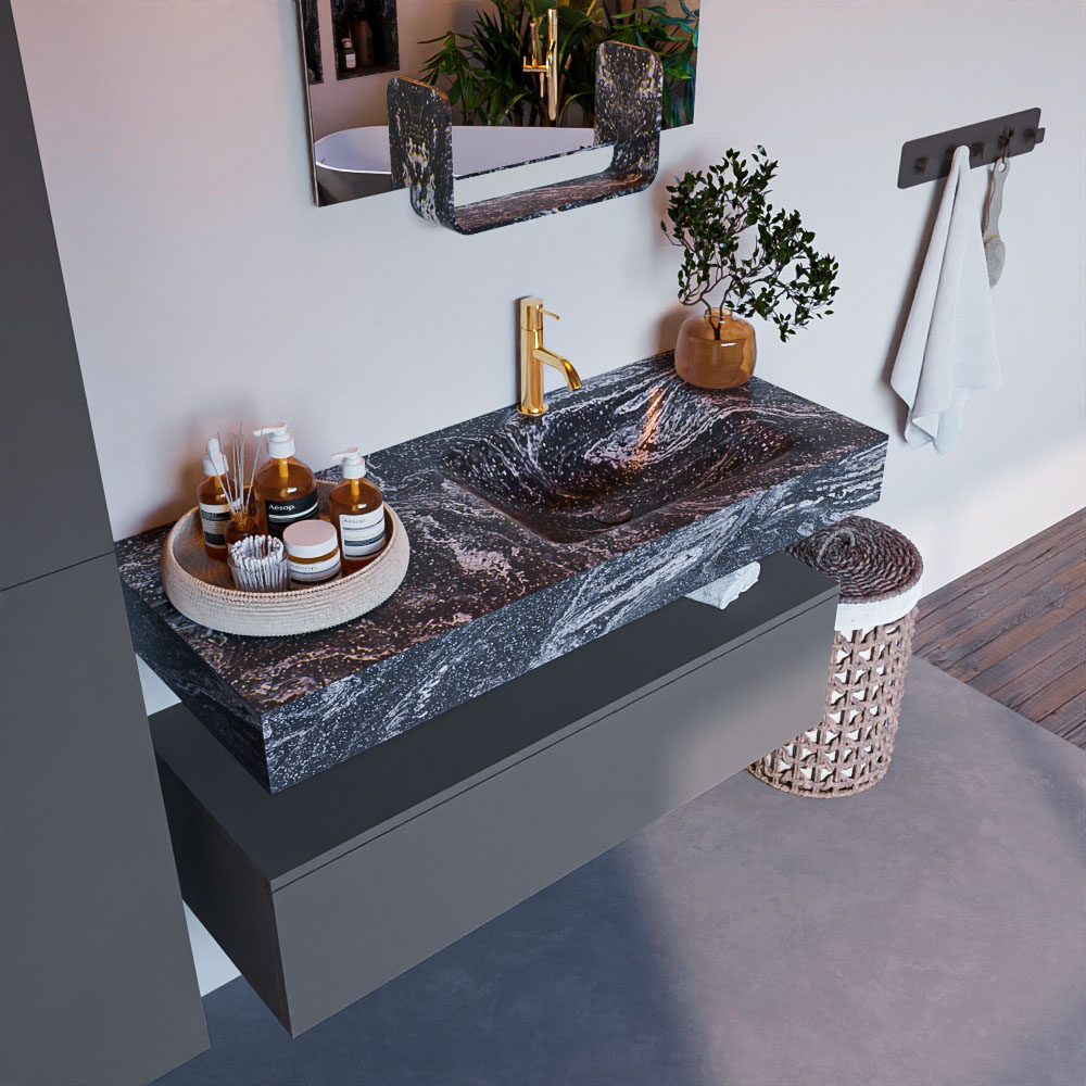 MONDIAZ ALAN-DLUX 110cm mueble de baño Plata 1 cajón. Lavabo CLOUD Derecho 1 orificio color Lava. 1 MONDIAZ ALAN-DLUX 110cm mueble de baño Plata 1 cajón. Lavabo CLOUD Derecho 1 orificio color Lava.