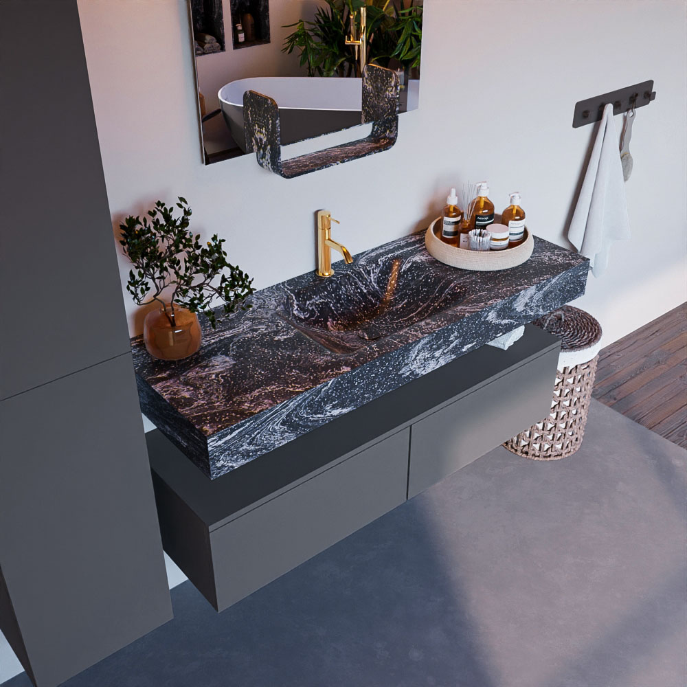 MONDIAZ ALAN-DLUX 130cm mueble de baño Plata 2 cajones. Lavabo CLOUD Centro 1 orificio color Lava. 1 MONDIAZ ALAN-DLUX 130cm mueble de baño Plata 2 cajones. Lavabo CLOUD Centro 1 orificio color Lava.