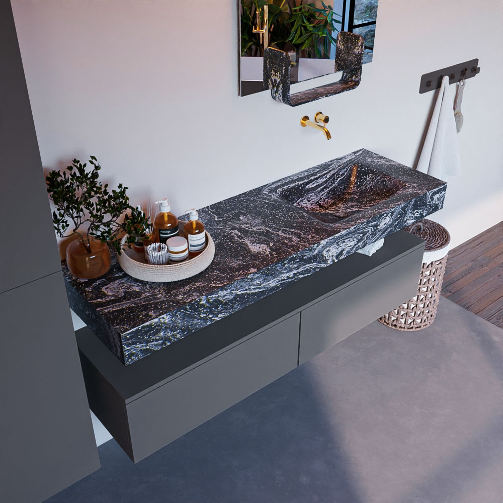 MONDIAZ ALAN-DLUX 150cm mueble de baño Plata 2 cajones. Lavabo CLOUD Derecho sin orificios color Lava. 1 MONDIAZ ALAN-DLUX 150cm mueble de baño Plata 2 cajones. Lavabo CLOUD Derecho sin orificios color Lava.