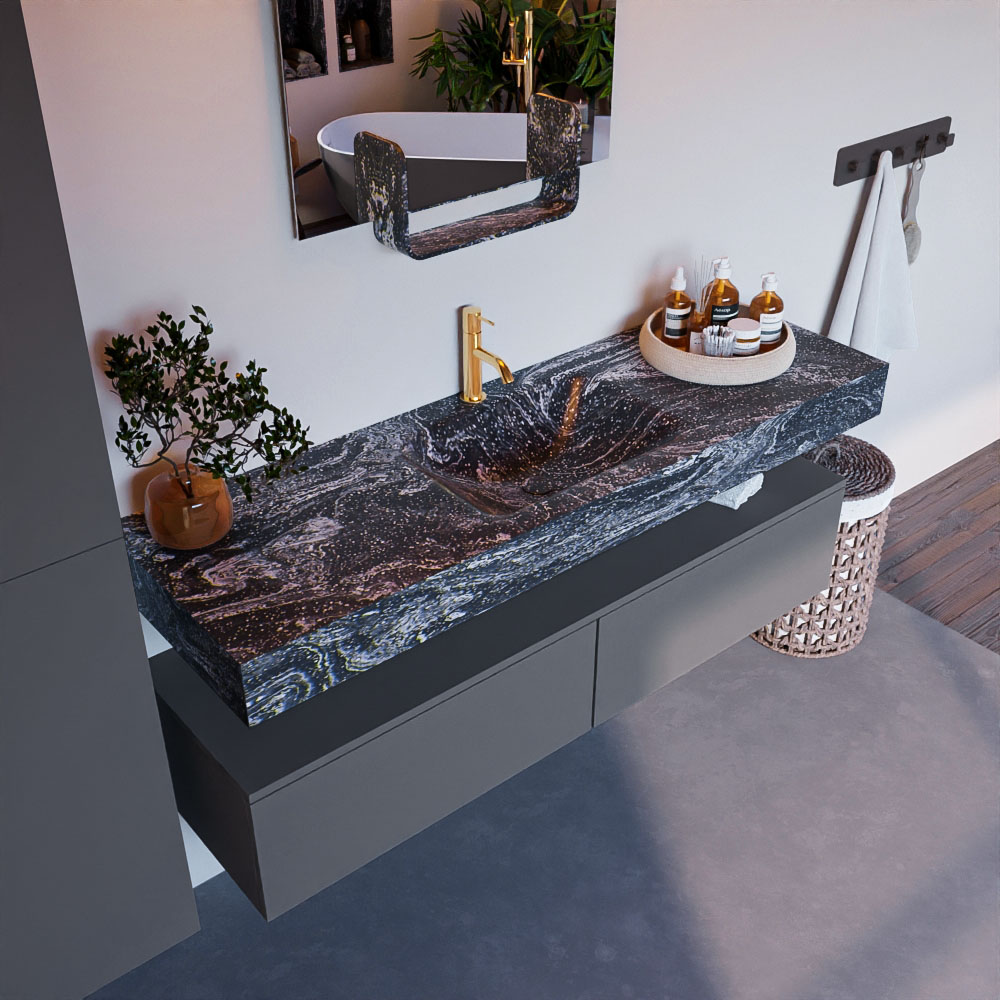 MONDIAZ ALAN-DLUX 150cm mueble de baño Plata 2 cajones. Lavabo CLOUD Centro 1 orificio color Lava. 1 MONDIAZ ALAN-DLUX 150cm mueble de baño Plata 2 cajones. Lavabo CLOUD Centro 1 orificio color Lava.
