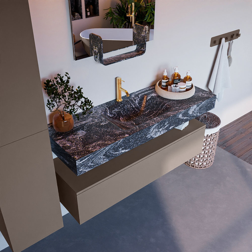 MONDIAZ ALAN-DLUX 130cm mueble de baño Smoke 1 cajón. Lavabo CLOUD Centro 1 orificio color Lava. 1 MONDIAZ ALAN-DLUX 130cm mueble de baño Smoke 1 cajón. Lavabo CLOUD Centro 1 orificio color Lava.