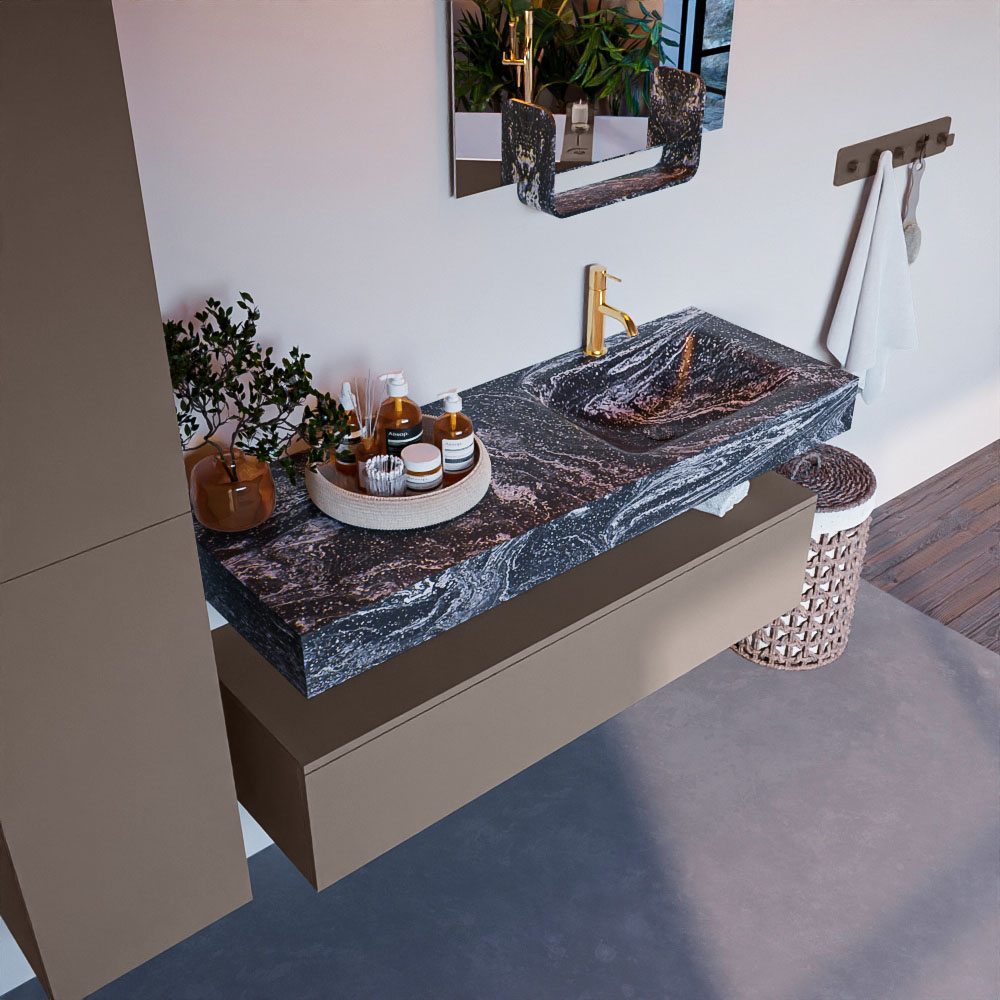 MONDIAZ ALAN-DLUX 130cm mueble de baño Smoke 1 cajón. Lavabo CLOUD Derecho 1 orificio color Lava. 1 MONDIAZ ALAN-DLUX 130cm mueble de baño Smoke 1 cajón. Lavabo CLOUD Derecho 1 orificio color Lava.