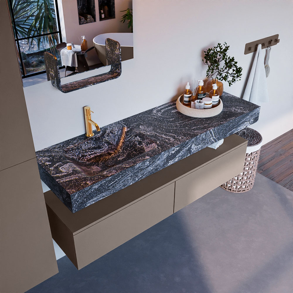 MONDIAZ ALAN-DLUX 150cm mueble de baño Smoke 2 cajones. Lavabo CLOUD Izquierda 1 orificio color Lava. 1 MONDIAZ ALAN-DLUX 150cm mueble de baño Smoke 2 cajones. Lavabo CLOUD Izquierda 1 orificio color Lava.