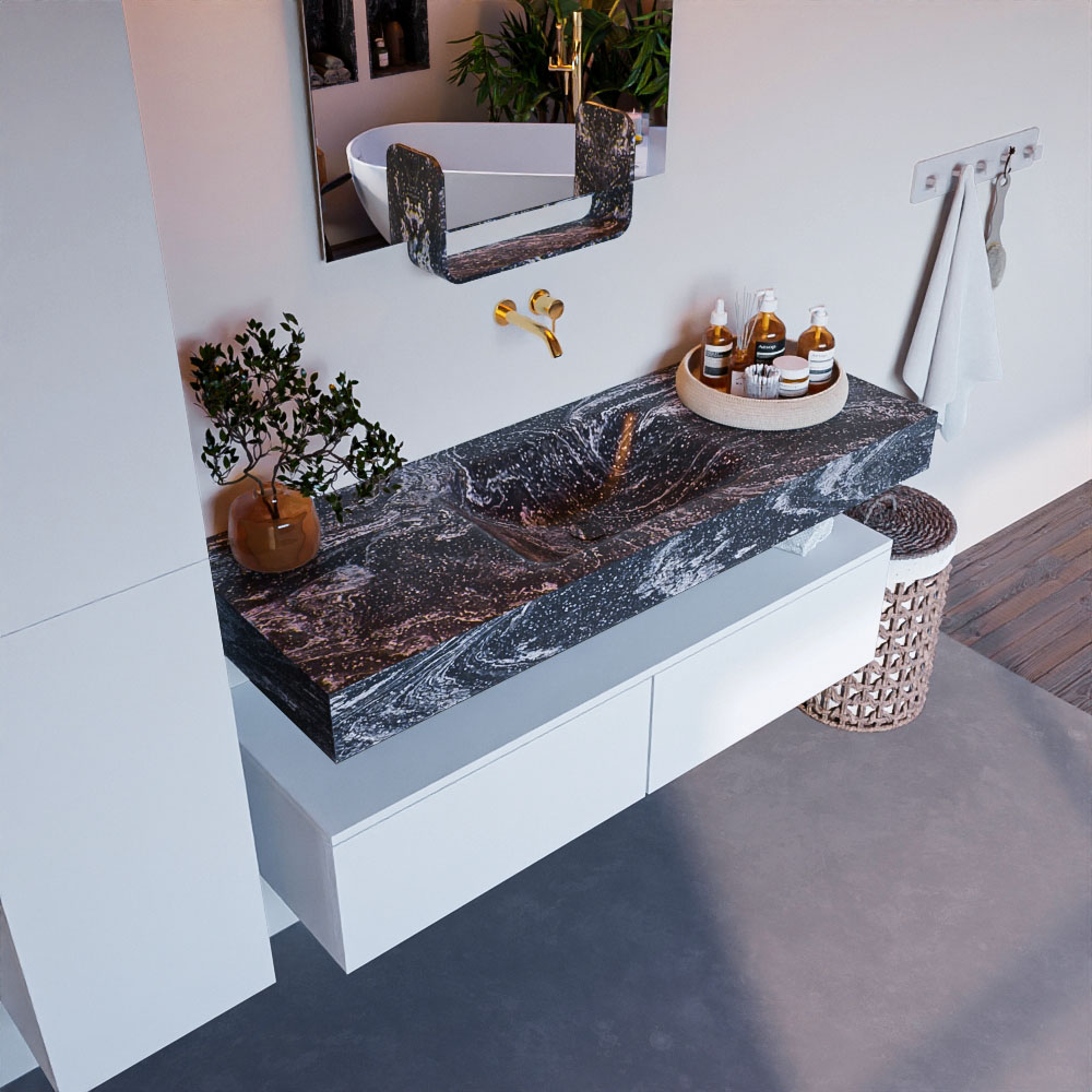 MONDIAZ ALAN-DLUX 130cm mueble de baño Talc 2 cajones. Lavabo CLOUD Centro sin orificios color Lava. 1 MONDIAZ ALAN-DLUX 130cm mueble de baño Talc 2 cajones. Lavabo CLOUD Centro sin orificios color Lava.