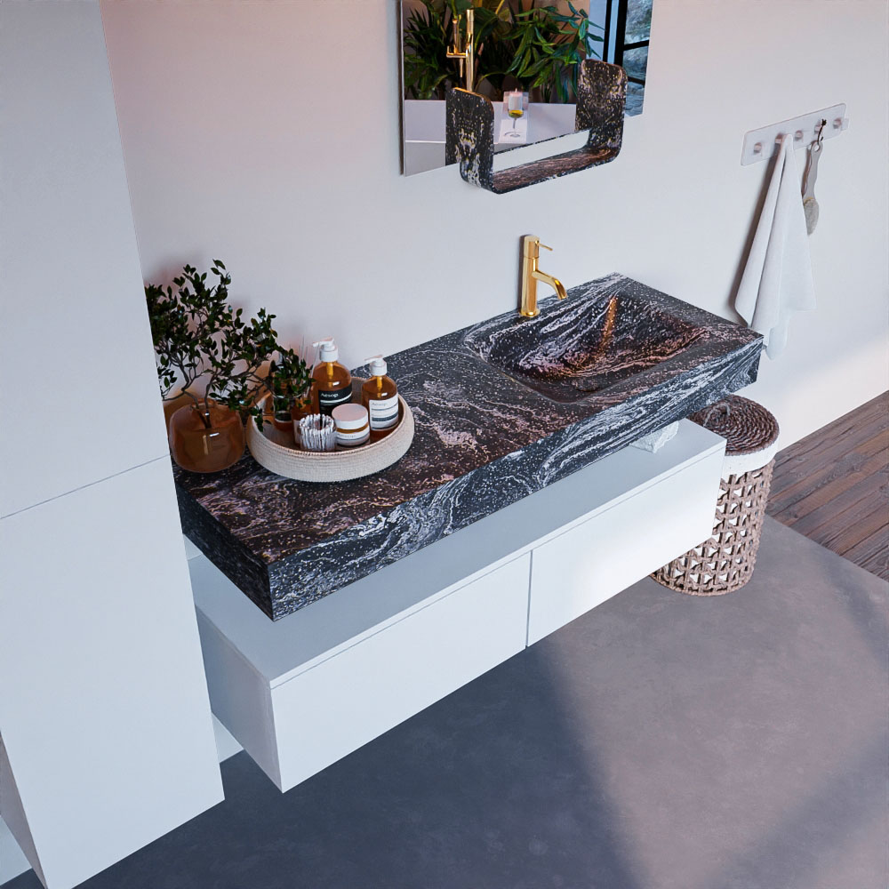 MONDIAZ ALAN-DLUX 130cm mueble de baño Talc 2 cajones. Lavabo CLOUD Derecho 1 orificio color Lava. 1 MONDIAZ ALAN-DLUX 130cm mueble de baño Talc 2 cajones. Lavabo CLOUD Derecho 1 orificio color Lava.