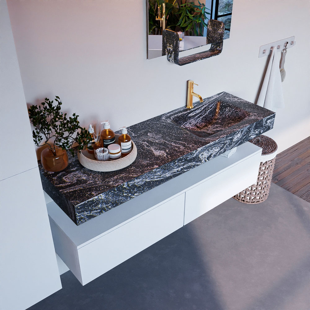 MONDIAZ ALAN-DLUX 150cm mueble de baño Talc 2 cajones. Lavabo CLOUD Derecho 1 orificio color Lava. 1 MONDIAZ ALAN-DLUX 150cm mueble de baño Talc 2 cajones. Lavabo CLOUD Derecho 1 orificio color Lava.