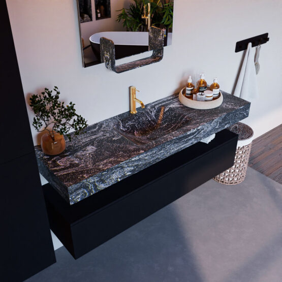 MONDIAZ ALAN-DLUX 150cm mueble de baño Urban 1 cajón. Lavabo CLOUD Centro 1 orificio color Lava.