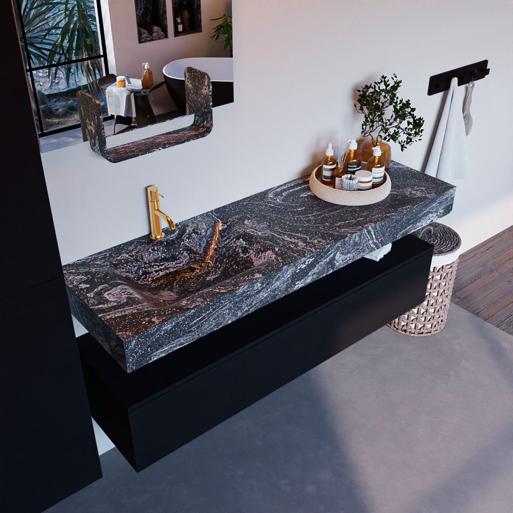 MONDIAZ ALAN-DLUX 150cm mueble de baño Urban 1 cajón. Lavabo CLOUD Izquierda 1 orificio color Lava. 1 MONDIAZ ALAN-DLUX 150cm mueble de baño Urban 1 cajón. Lavabo CLOUD Izquierda 1 orificio color Lava.