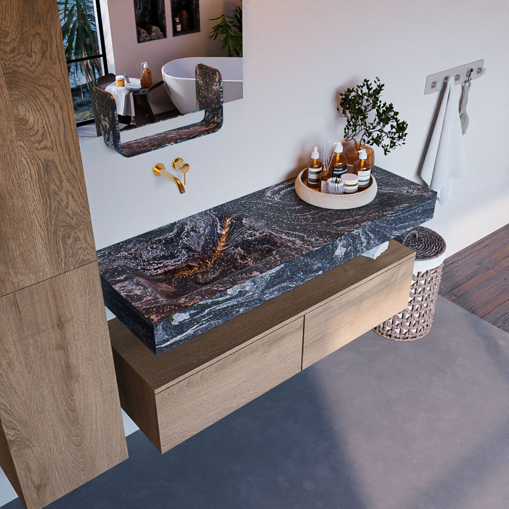 MONDIAZ ALAN-DLUX 130cm mueble de baño Washed Oak 2 cajones. Lavabo CLOUD Izquierda sin orificios color Lava. 1 MONDIAZ ALAN-DLUX 130cm mueble de baño Washed Oak 2 cajones. Lavabo CLOUD Izquierda sin orificios color Lava.