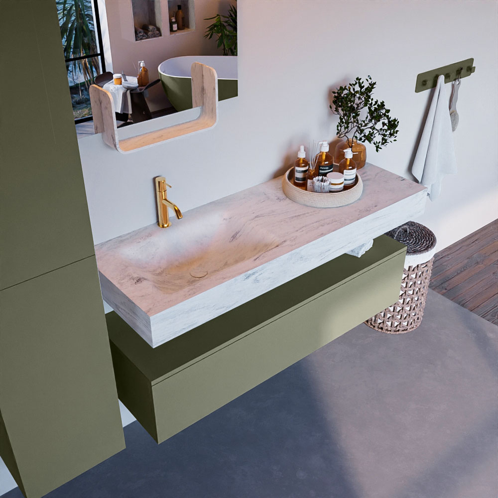 MONDIAZ ALAN-DLUX 130cm mueble de baño Army 1 cajón. Lavabo CLOUD Izquierda 1 orificio color Opalo. 1 MONDIAZ ALAN-DLUX 130cm mueble de baño Army 1 cajón. Lavabo CLOUD Izquierda 1 orificio color Opalo.