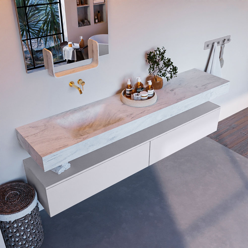 MONDIAZ ALAN-DLUX 200cm mueble de baño Cale 2 cajones. Lavabo CLOUD Izquierda sin orificios color Opalo. 1 MONDIAZ ALAN-DLUX 200cm mueble de baño Cale 2 cajones. Lavabo CLOUD Izquierda sin orificios color Opalo.