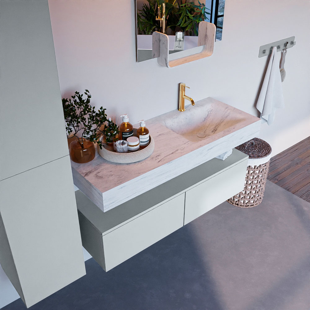 MONDIAZ ALAN-DLUX 120cm mueble de baño Clay 2 cajones. Lavabo CLOUD Derecho 1 orificio color Opalo. 1 MONDIAZ ALAN-DLUX 120cm mueble de baño Clay 2 cajones. Lavabo CLOUD Derecho 1 orificio color Opalo.