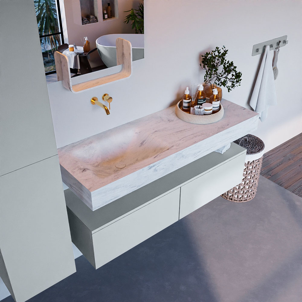 MONDIAZ ALAN-DLUX 130cm mueble de baño Clay 2 cajones. Lavabo CLOUD Izquierda sin orificios color Opalo. 1 MONDIAZ ALAN-DLUX 130cm mueble de baño Clay 2 cajones. Lavabo CLOUD Izquierda sin orificios color Opalo.