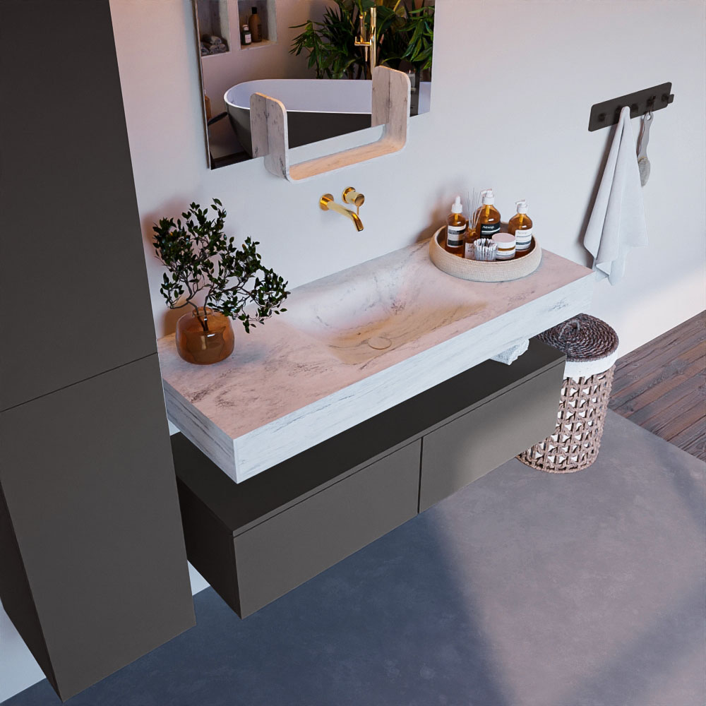 MONDIAZ ALAN-DLUX 120cm mueble de baño Dark Grey 2 cajones. Lavabo CLOUD Centro sin orificios color Opalo. 1 MONDIAZ ALAN-DLUX 120cm mueble de baño Dark Grey 2 cajones. Lavabo CLOUD Centro sin orificios color Opalo.