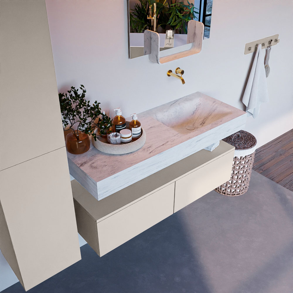 MONDIAZ ALAN-DLUX 120cm mueble de baño Linen 2 cajones. Lavabo CLOUD Derecho sin orificios color Opalo. 1 MONDIAZ ALAN-DLUX 120cm mueble de baño Linen 2 cajones. Lavabo CLOUD Derecho sin orificios color Opalo.