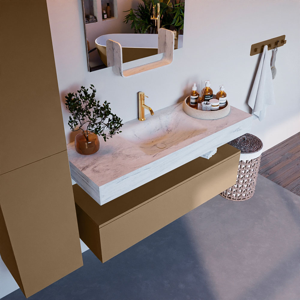 MONDIAZ ALAN-DLUX 120cm mueble de baño Oro 1 cajón. Lavabo CLOUD Centro 1 orificio color Opalo. 1 MONDIAZ ALAN-DLUX 120cm mueble de baño Oro 1 cajón. Lavabo CLOUD Centro 1 orificio color Opalo.