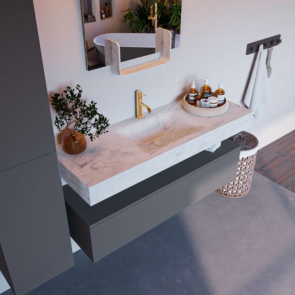 MONDIAZ ALAN-DLUX 130cm mueble de baño Plata 1 cajón. Lavabo CLOUD Centro 1 orificio color Opalo. 1 MONDIAZ ALAN-DLUX 130cm mueble de baño Plata 1 cajón. Lavabo CLOUD Centro 1 orificio color Opalo.