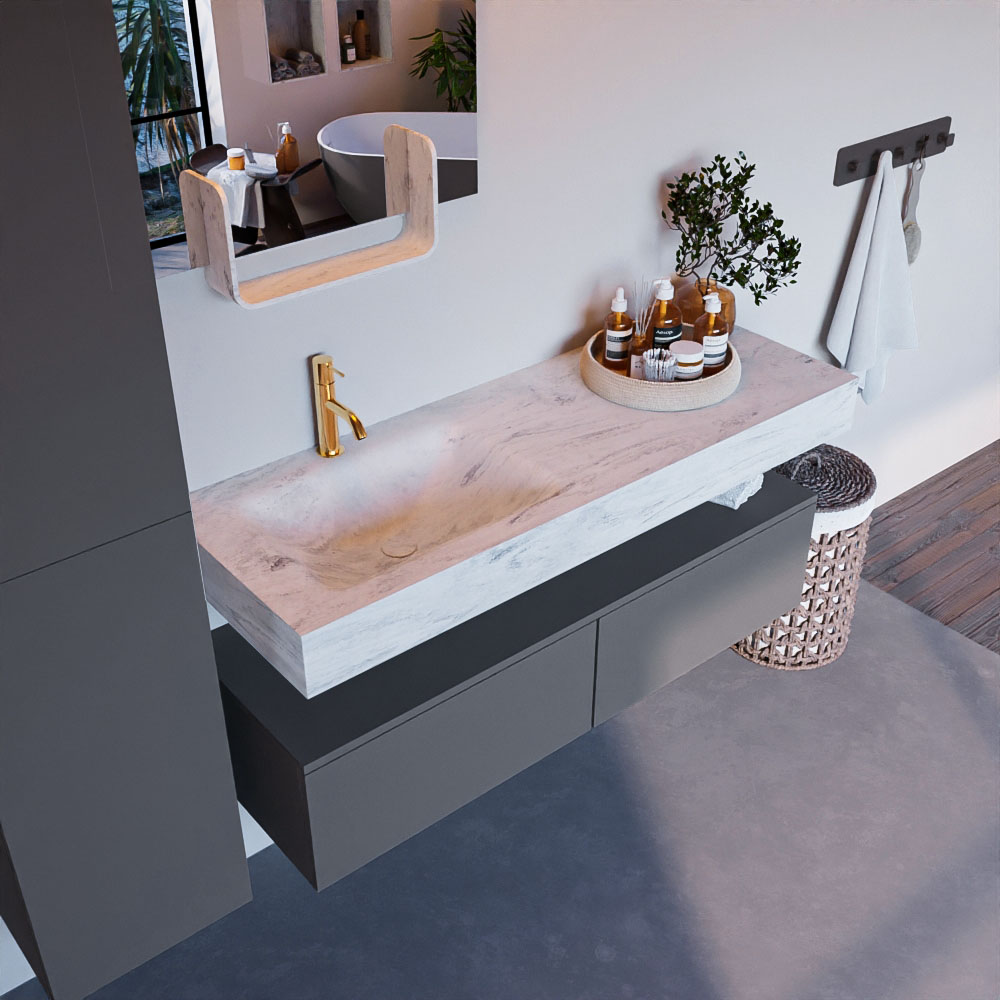 MONDIAZ ALAN-DLUX 130cm mueble de baño Plata 2 cajones. Lavabo CLOUD Izquierda 1 orificio color Opalo. 1 MONDIAZ ALAN-DLUX 130cm mueble de baño Plata 2 cajones. Lavabo CLOUD Izquierda 1 orificio color Opalo.