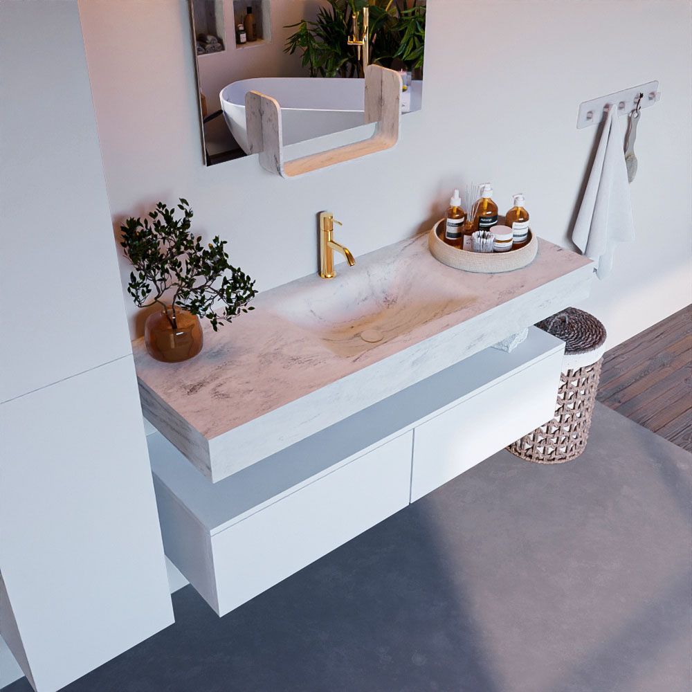 MONDIAZ ALAN-DLUX 130cm mueble de baño Talc 2 cajones. Lavabo CLOUD Centro 1 orificio color Opalo. 1 MONDIAZ ALAN-DLUX 130cm mueble de baño Talc 2 cajones. Lavabo CLOUD Centro 1 orificio color Opalo.