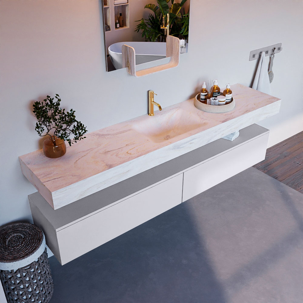 MONDIAZ ALAN-DLUX 200cm mueble de baño Cale 2 cajones. Lavabo CLOUD Centro 1 orificio color Ostra. 1 MONDIAZ ALAN-DLUX 200cm mueble de baño Cale 2 cajones. Lavabo CLOUD Centro 1 orificio color Ostra.
