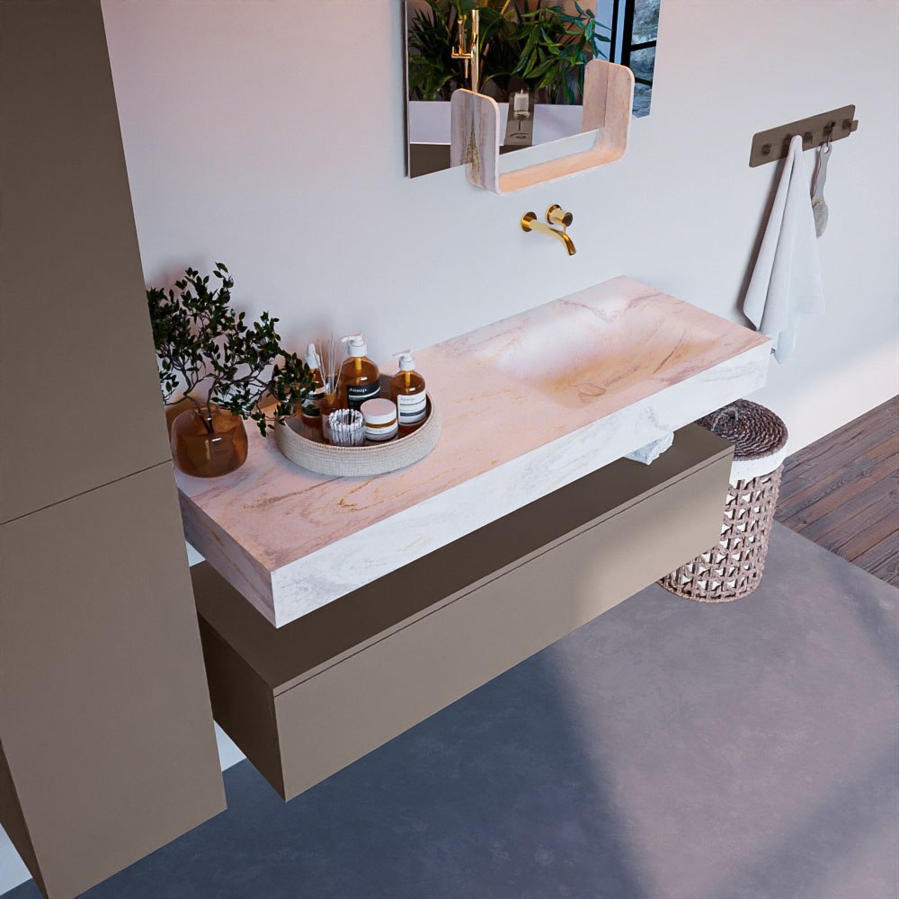 MONDIAZ ALAN-DLUX 130cm mueble de baño Smoke 1 cajón. Lavabo CLOUD Derecho sin orificios color Ostra. 1 MONDIAZ ALAN-DLUX 130cm mueble de baño Smoke 1 cajón. Lavabo CLOUD Derecho sin orificios color Ostra.