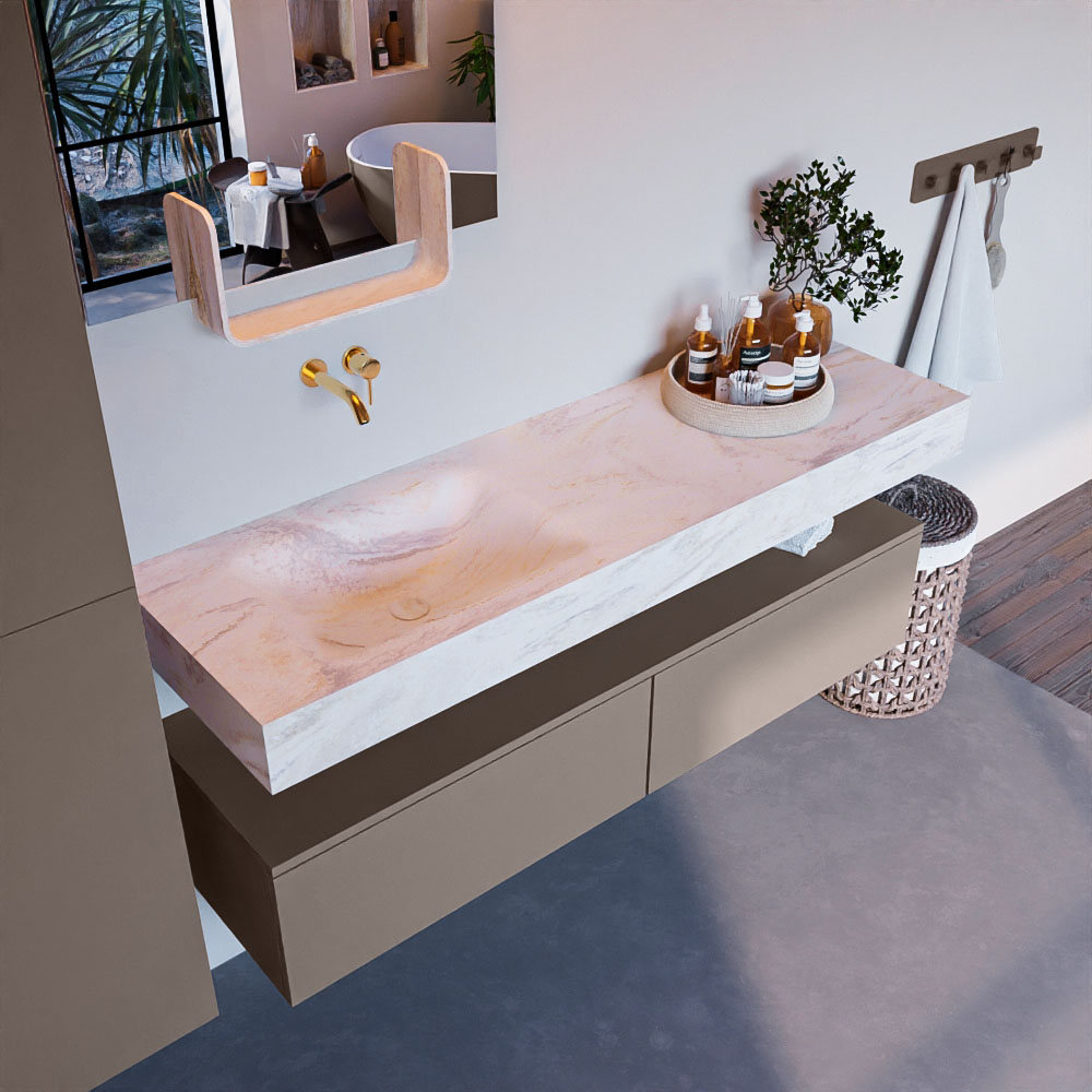 MONDIAZ ALAN-DLUX 150cm mueble de baño Smoke 2 cajones. Lavabo CLOUD Izquierda sin orificios color Ostra. 1 MONDIAZ ALAN-DLUX 150cm mueble de baño Smoke 2 cajones. Lavabo CLOUD Izquierda sin orificios color Ostra.
