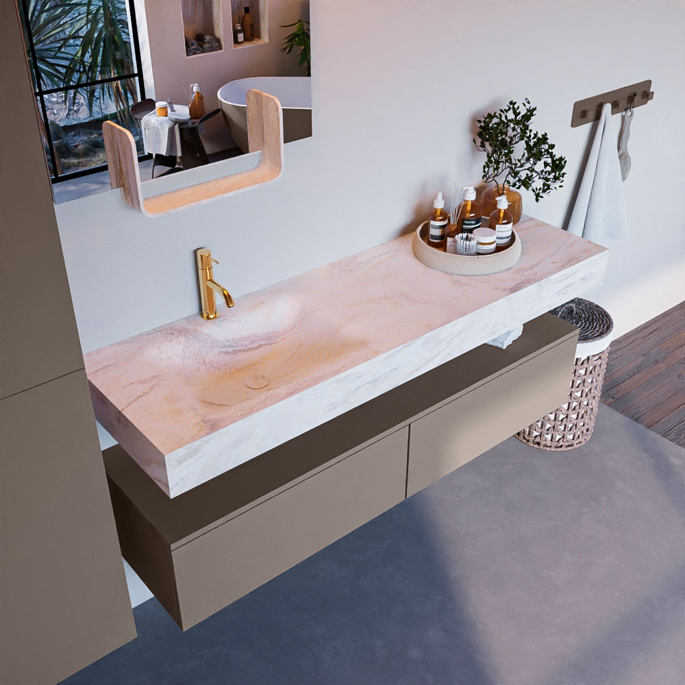 MONDIAZ ALAN-DLUX 150cm mueble de baño Smoke 2 cajones. Lavabo CLOUD Izquierda 1 orificio color Ostra. 1 MONDIAZ ALAN-DLUX 150cm mueble de baño Smoke 2 cajones. Lavabo CLOUD Izquierda 1 orificio color Ostra.