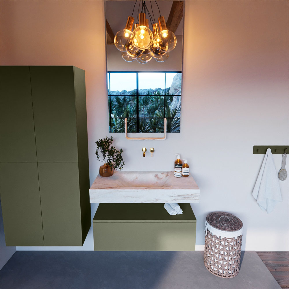 MONDIAZ ALAN-DLUX 90cm mueble de baño Army 1 cajón. Lavabo CLOUD Centro sin orificios color Frappe. 2 MONDIAZ ALAN-DLUX 90cm mueble de baño Army 1 cajón. Lavabo CLOUD Centro sin orificios color Frappe. - Imagen 2