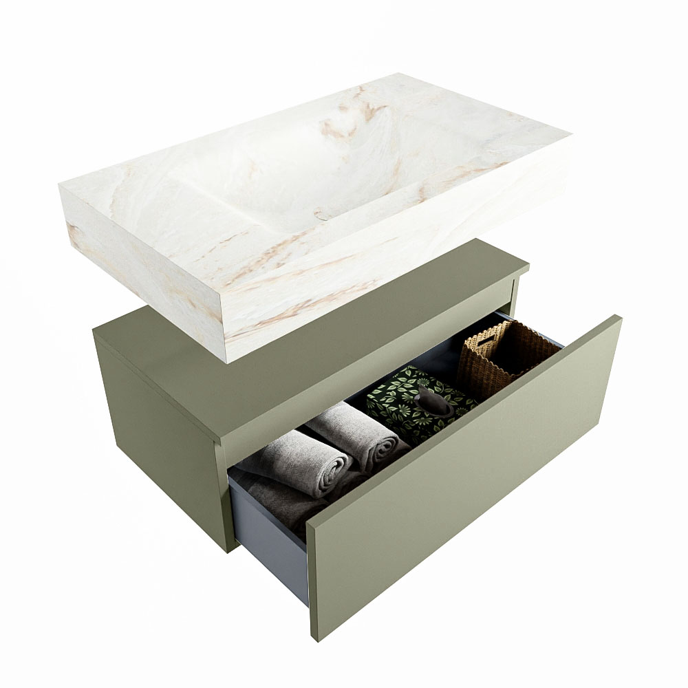 MONDIAZ ALAN-DLUX 80cm mueble de baño Army 1 cajón. Lavabo CLOUD Centro sin orificios color Frappe. 6 MONDIAZ ALAN-DLUX 80cm mueble de baño Army 1 cajón. Lavabo CLOUD Centro sin orificios color Frappe. - Imagen 6