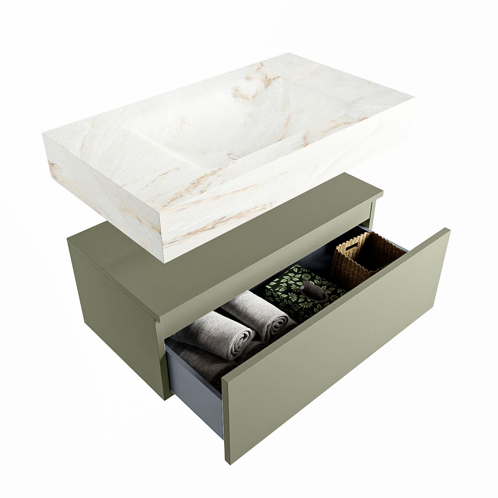 MONDIAZ ALAN-DLUX 80cm mueble de baño Army 1 cajón. Lavabo CLOUD Centro 1 orificio color Frappe. 6 MONDIAZ ALAN-DLUX 80cm mueble de baño Army 1 cajón. Lavabo CLOUD Centro 1 orificio color Frappe. - Imagen 6