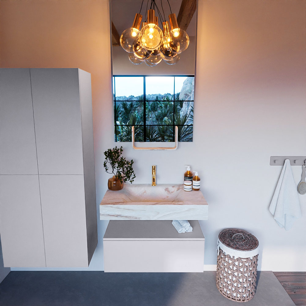 MONDIAZ ALAN-DLUX 80cm mueble de baño Cale 1 cajón. Lavabo CLOUD Centro 1 orificio color Frappe. 2 MONDIAZ ALAN-DLUX 80cm mueble de baño Cale 1 cajón. Lavabo CLOUD Centro 1 orificio color Frappe. - Imagen 2