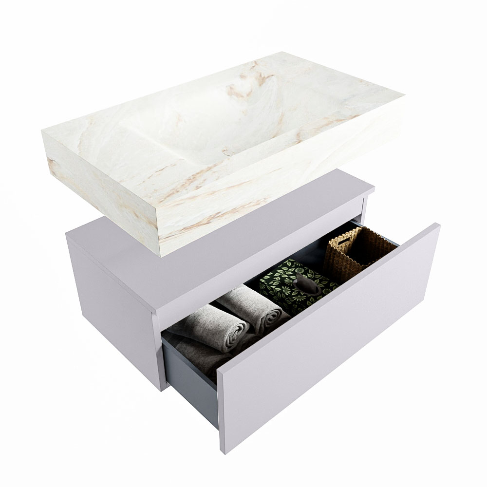 MONDIAZ ALAN-DLUX 80cm mueble de baño Cale 1 cajón. Lavabo CLOUD Centro 1 orificio color Frappe. 6 MONDIAZ ALAN-DLUX 80cm mueble de baño Cale 1 cajón. Lavabo CLOUD Centro 1 orificio color Frappe. - Imagen 6