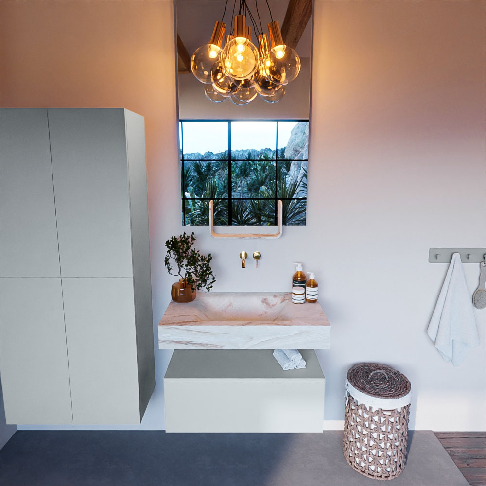 MONDIAZ ALAN-DLUX 80cm mueble de baño Clay 1 cajón. Lavabo CLOUD Centro sin orificios color Frappe. 2 MONDIAZ ALAN-DLUX 80cm mueble de baño Clay 1 cajón. Lavabo CLOUD Centro sin orificios color Frappe. - Imagen 2