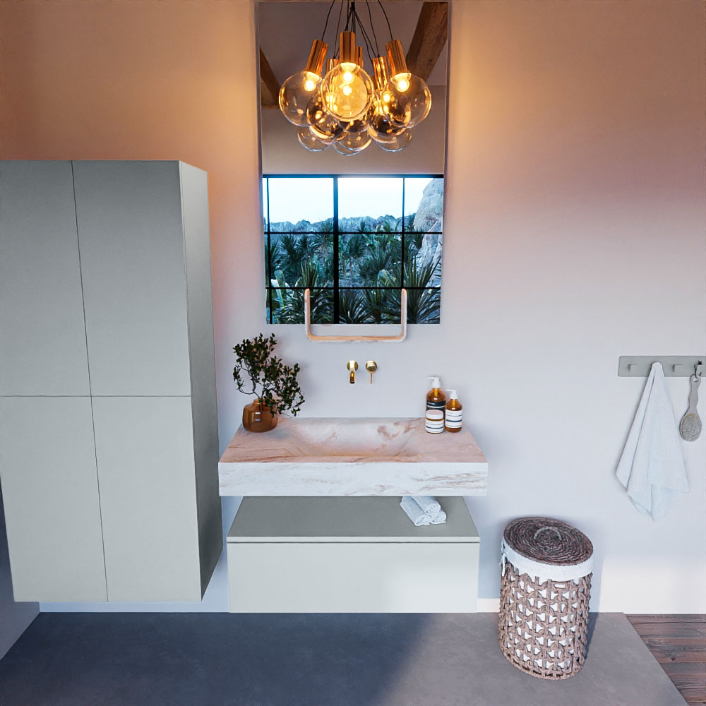MONDIAZ ALAN-DLUX 90cm mueble de baño Clay 1 cajón. Lavabo CLOUD Centro sin orificios color Frappe. 2 MONDIAZ ALAN-DLUX 90cm mueble de baño Clay 1 cajón. Lavabo CLOUD Centro sin orificios color Frappe. - Imagen 2