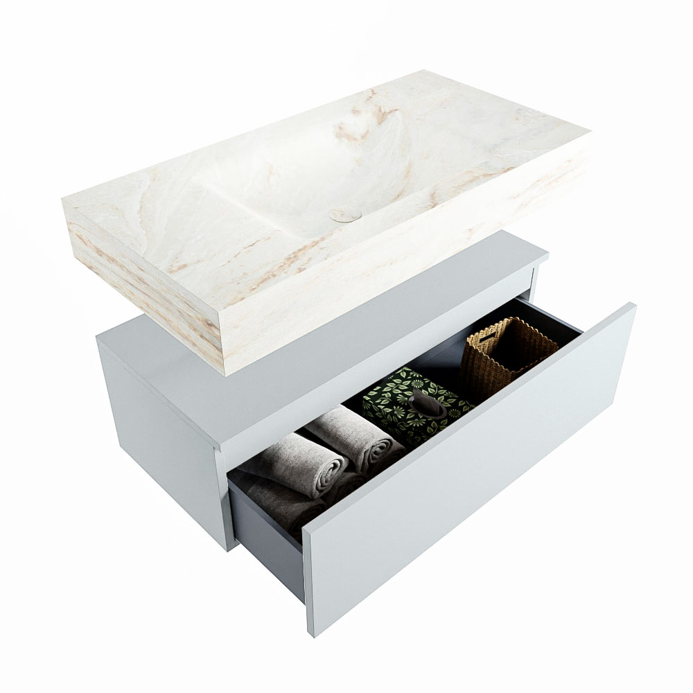 MONDIAZ ALAN-DLUX 90cm mueble de baño Clay 1 cajón. Lavabo CLOUD Centro sin orificios color Frappe. 6 MONDIAZ ALAN-DLUX 90cm mueble de baño Clay 1 cajón. Lavabo CLOUD Centro sin orificios color Frappe. - Imagen 6
