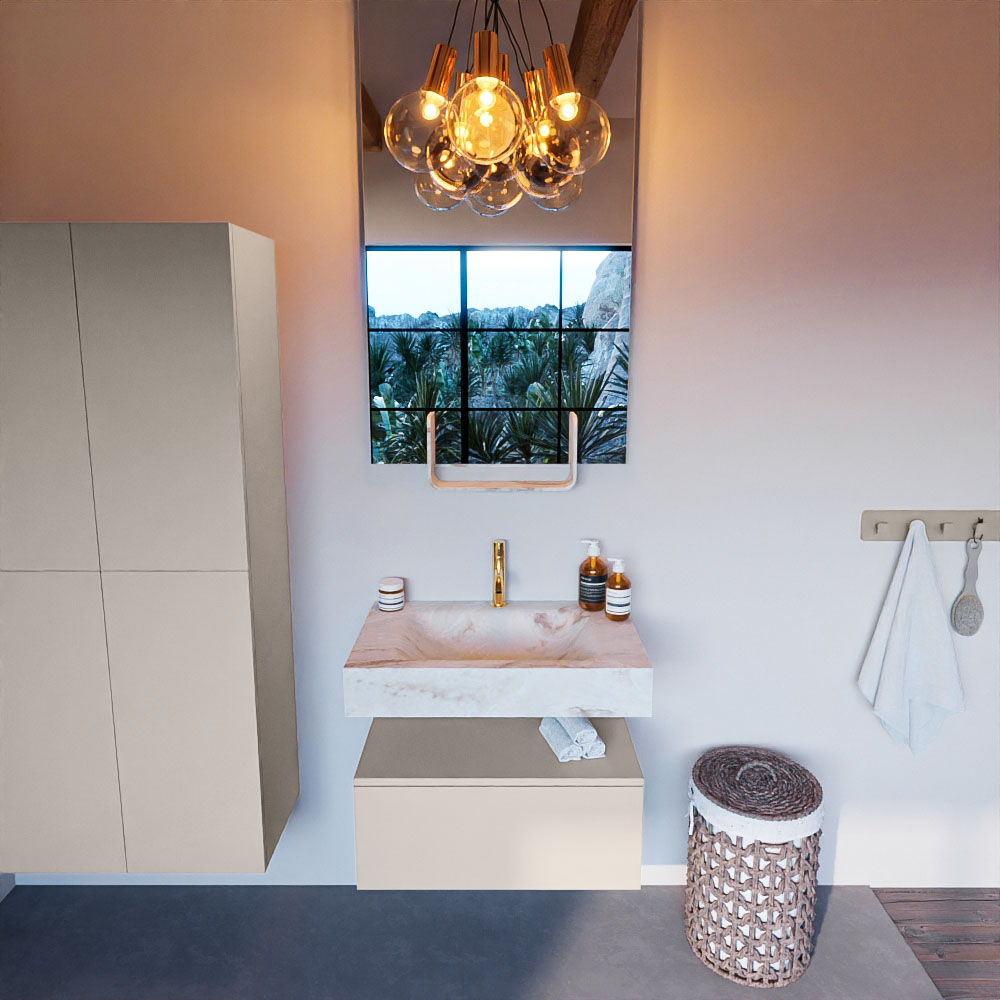 MONDIAZ ALAN-DLUX 70cm mueble de baño Linen 1 cajón. Lavabo CLOUD Centro 1 orificio color Frappe. 2 MONDIAZ ALAN-DLUX 70cm mueble de baño Linen 1 cajón. Lavabo CLOUD Centro 1 orificio color Frappe. - Imagen 2
