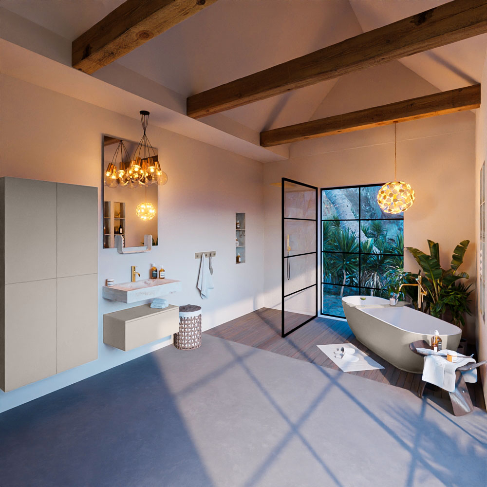 MONDIAZ ALAN-DLUX 70cm mueble de baño Linen 1 cajón. Lavabo CLOUD Centro 1 orificio color Frappe. 3 MONDIAZ ALAN-DLUX 70cm mueble de baño Linen 1 cajón. Lavabo CLOUD Centro 1 orificio color Frappe. - Imagen 3