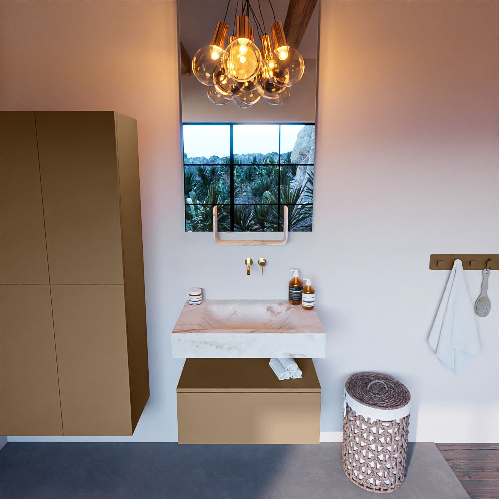 MONDIAZ ALAN-DLUX 70cm mueble de baño Oro 1 cajón. Lavabo CLOUD Centro sin orificios color Frappe. 2 MONDIAZ ALAN-DLUX 70cm mueble de baño Oro 1 cajón. Lavabo CLOUD Centro sin orificios color Frappe. - Imagen 2