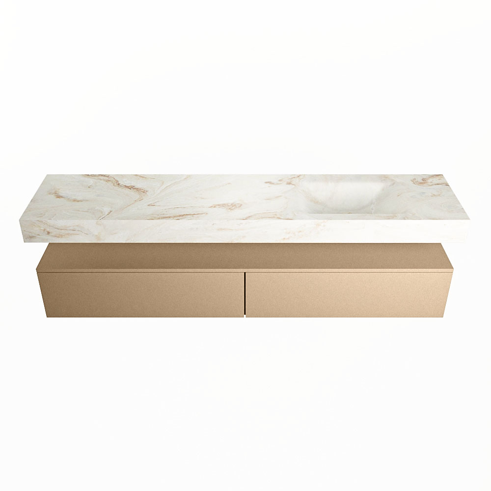 MONDIAZ ALAN-DLUX 200cm mueble de baño Oro 2 cajones. Lavabo CLOUD Derecho 1 orificio color Frappe. 4 MONDIAZ ALAN-DLUX 200cm mueble de baño Oro 2 cajones. Lavabo CLOUD Derecho 1 orificio color Frappe. - Imagen 4