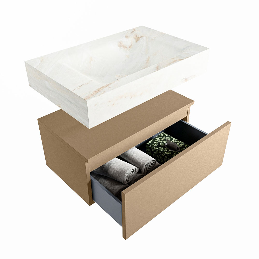 MONDIAZ ALAN-DLUX 70cm mueble de baño Oro 1 cajón. Lavabo CLOUD Centro sin orificios color Frappe. 6 MONDIAZ ALAN-DLUX 70cm mueble de baño Oro 1 cajón. Lavabo CLOUD Centro sin orificios color Frappe. - Imagen 6