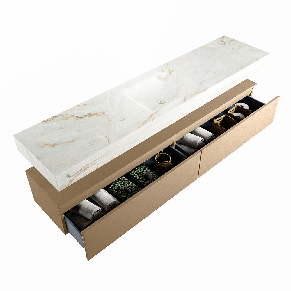 MONDIAZ ALAN-DLUX 200cm mueble de baño Oro 2 cajones. Lavabo CLOUD Centro sin orificios color Frappe. 6 MONDIAZ ALAN-DLUX 200cm mueble de baño Oro 2 cajones. Lavabo CLOUD Centro sin orificios color Frappe. - Imagen 6